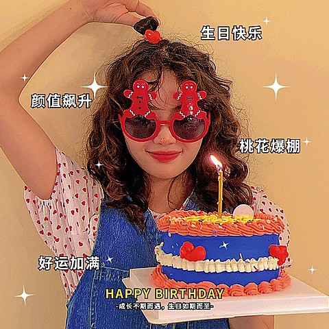 生日社交分享生日晒照可爱风plog模板