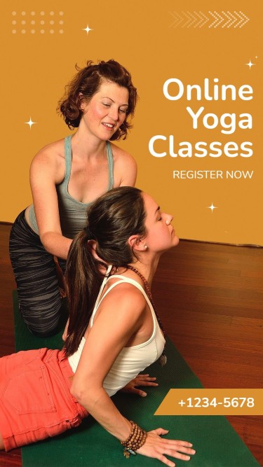 线上瑜伽课程宣传电商竖版海报Gym Yoga Lessons Program Promo Ecommerce Story