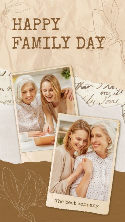 Literary Retro Style Pleated Paper Background Family Moment Record Instagram story
