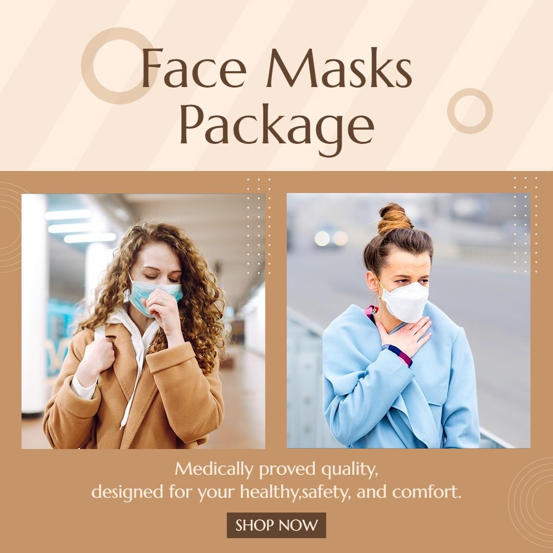 Brown Rectangle Home Medical Face Mask Promo Ecommerce Product Image预览效果