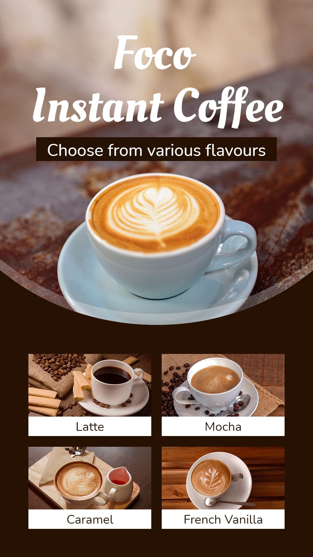 Instant Coffee Flavor Options Display Ecommerce Story预览效果