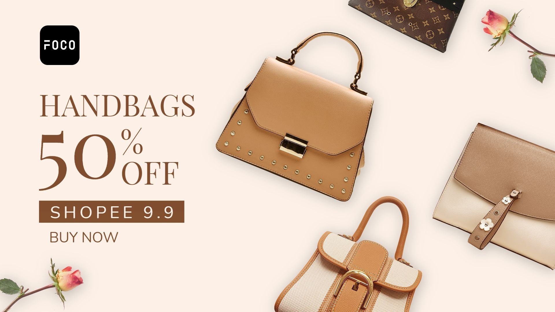 Shopee 9.9 Women's Handbags Purses Fashion Discount Sale Promo Ecommerce Banner预览效果