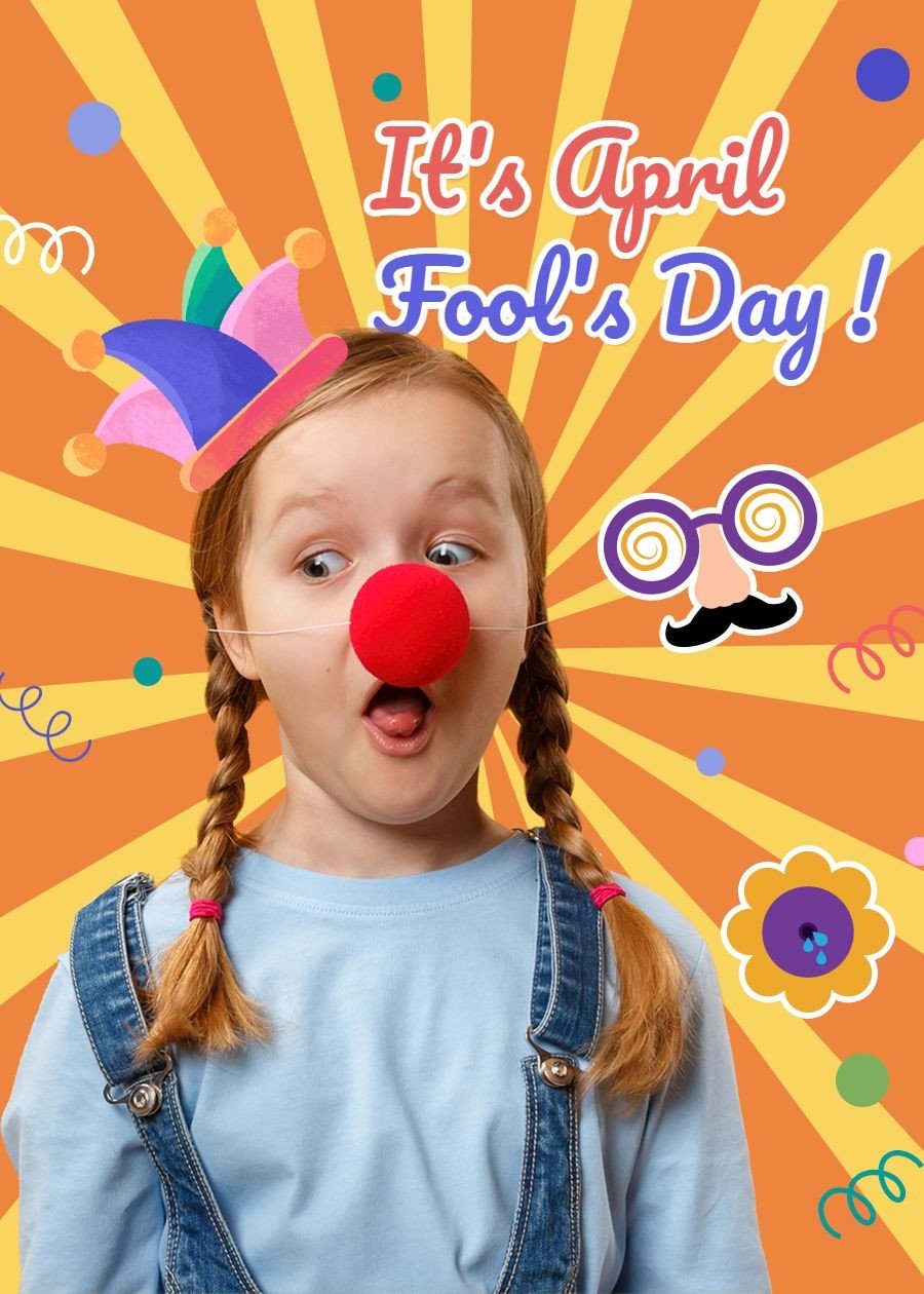 Cute Style Girl Clown April fool's day Greeting card