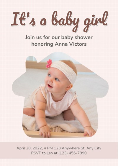 Cute Style House Frame Baby shower Invitation Letter