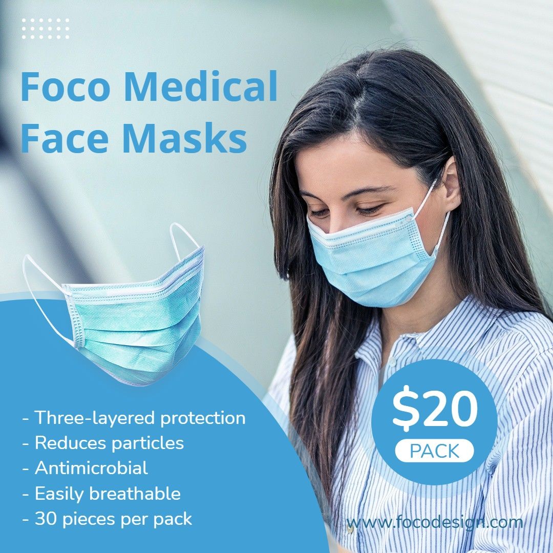 Blue Circle Price Tag Home Medical Face Mask Promo Ecommerce Product Image预览效果