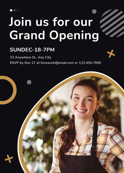 Simple Dots Element Smile Girl Grand opening invitation letter