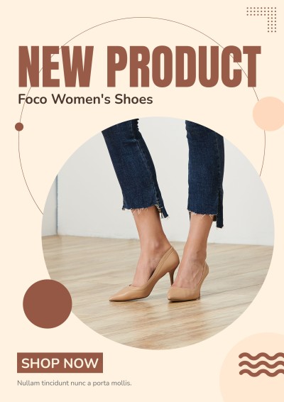 Literary Brown Circle Decorate Women's Shoes New Arrival Advertising Flyer
