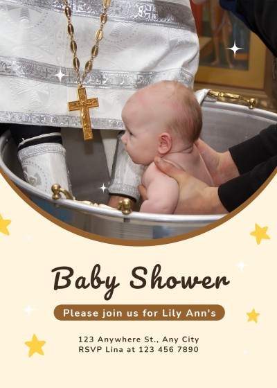 Simple Literary style Cartoon Star Element Baby shower invitation