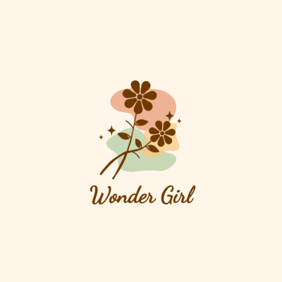 Watercolor Style Flower Wonder Girl Logo Image