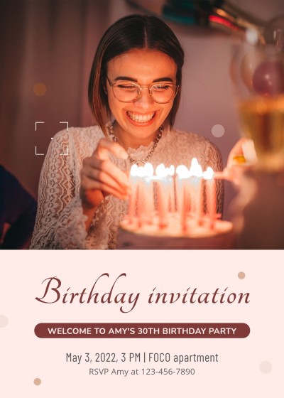 Dots Decorate Simple Smile Girl Birthday Invitation letter