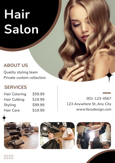 Fashion Line Decorate Hair Salon Barber Shop Advertising Flyer