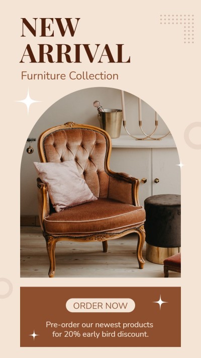 Retro Style Furniture New Product Arrival Promo Ecommerce Story