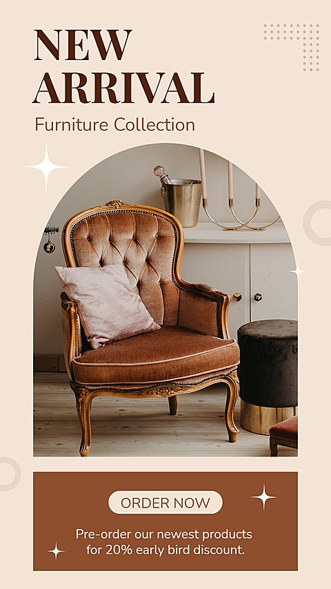 Retro Style Furniture New Product Arrival Promo Ecommerce Story