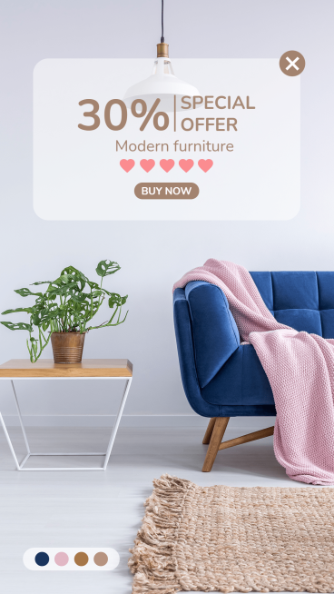 Love Heart Element Simple Furniture Sale Promo Ecommerce Story预览效果