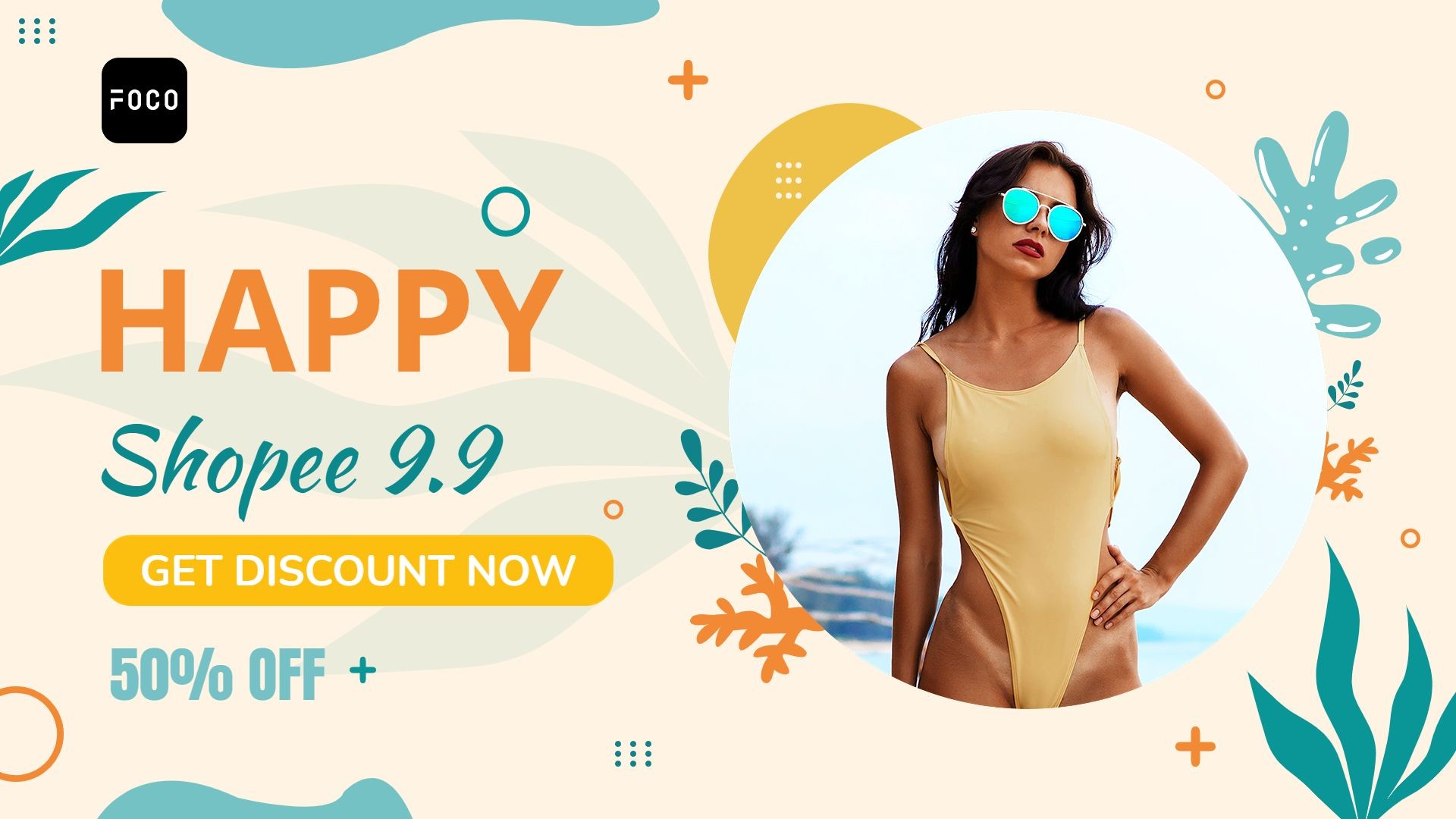 Shopee 9.9 Women's Swim Suit Fashion Sale Discount Promo Ecommerce Banner