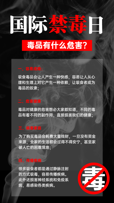 国际禁毒日节日宣传手机海报