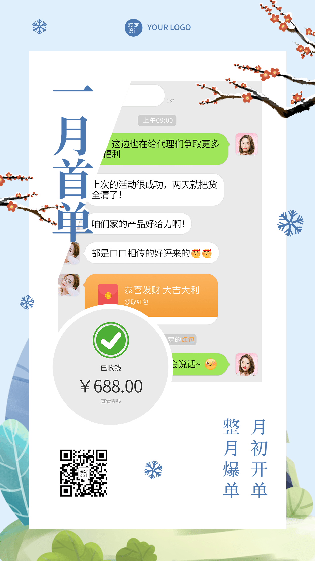 1月月初首单晒单晒反馈手机海报