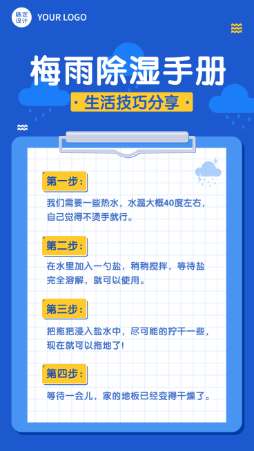 梅雨攻略指南卡通手机海报预览效果