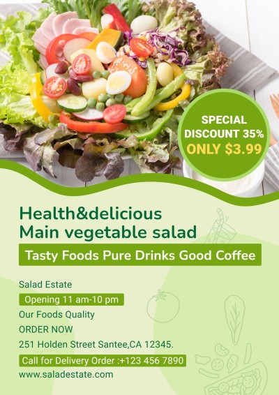 Healthy Salad Restaurant Food Flyer