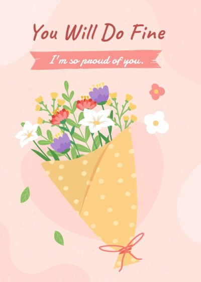 Fresh Hand Painted Pink Color Bouquet Cheer up Card