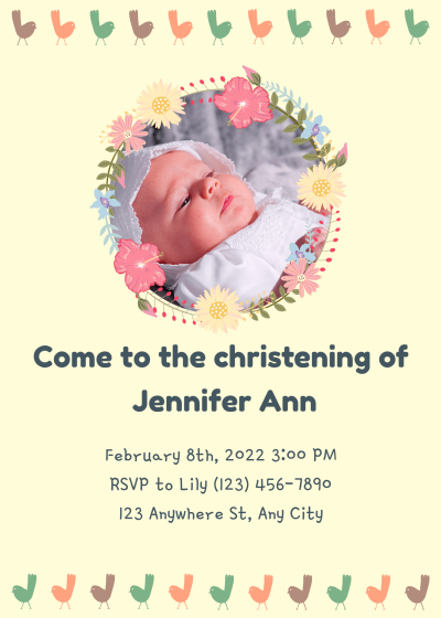 Cartoon Bird Baby shower invitation letter