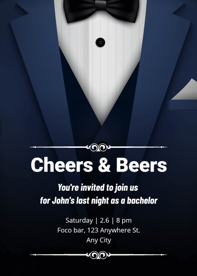 Siut Style Men's Pre-wedding Celebrate Party Invitation Letter