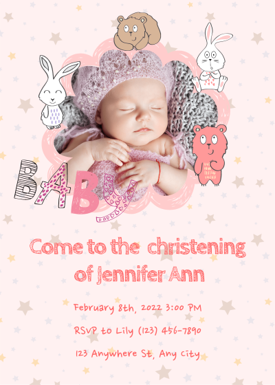 Cartoon Star Baby shower invitation letter