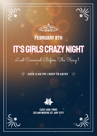 Literary Rectangle Frame Girl's Crazy Night Party Invitation Letter