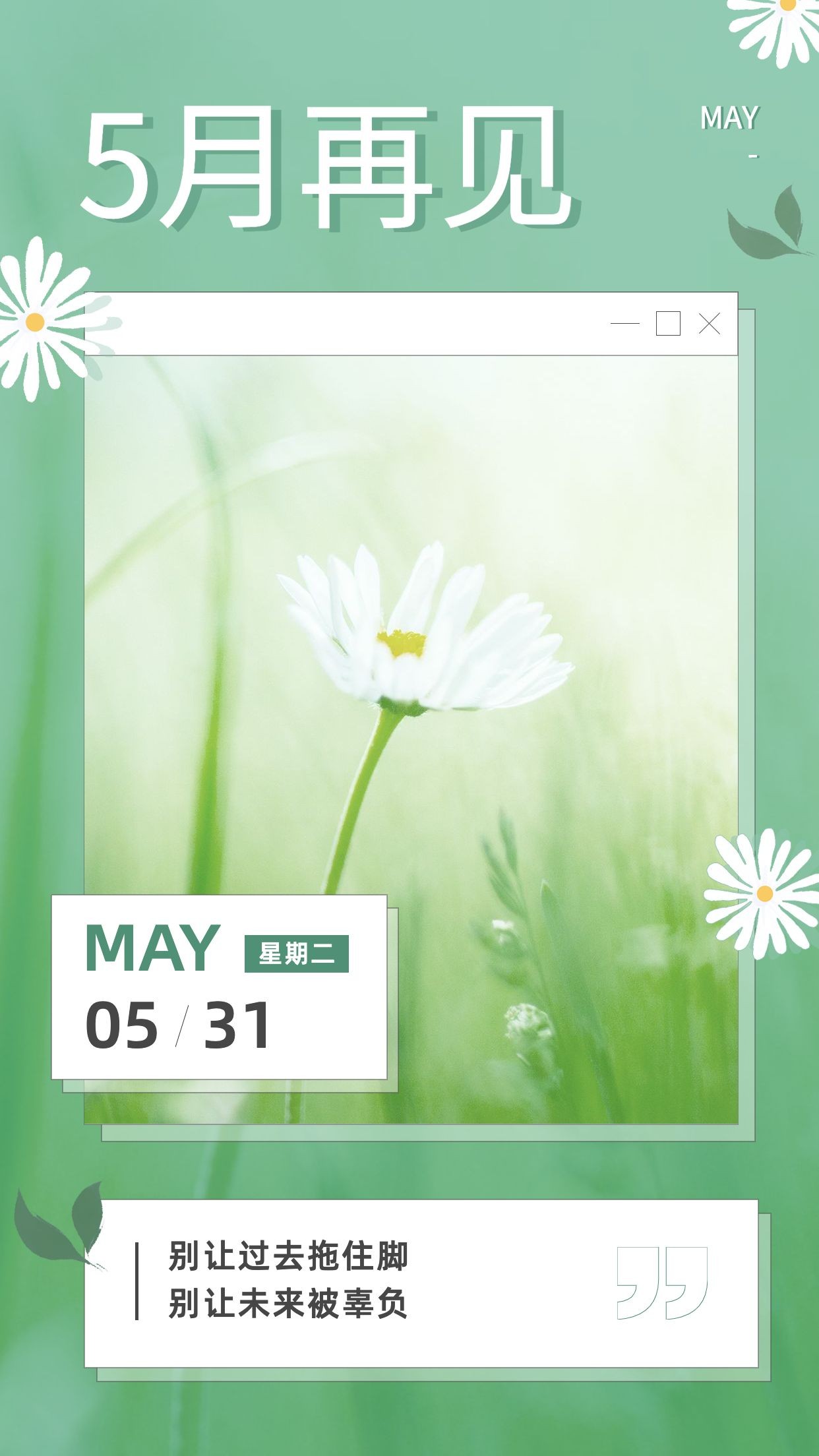 绿色五月你好四月再见5月简约植物海报图片下载 - 觅知网