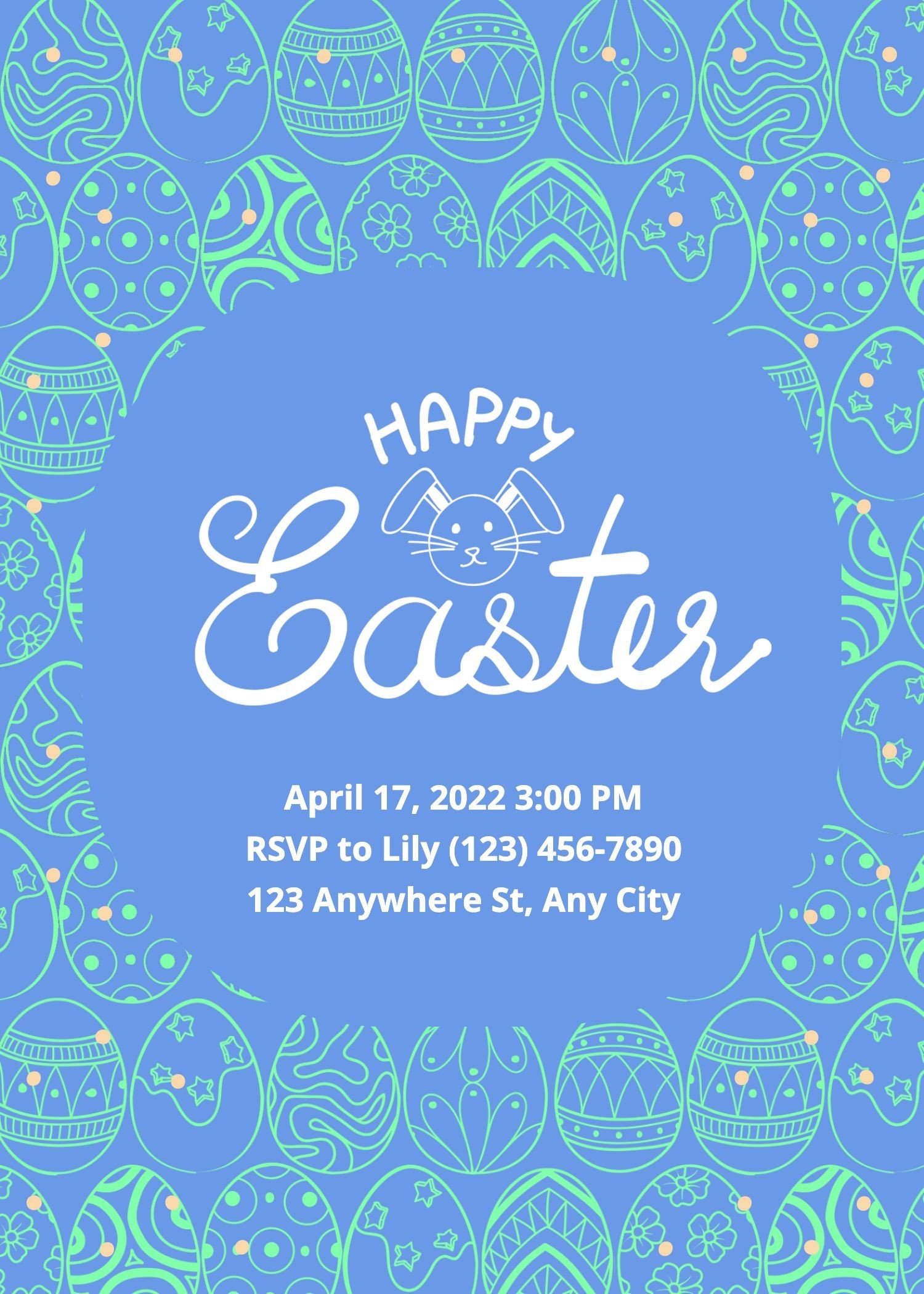 Cartoon Rabbit Easter Festival Celebrate Party Invitation Letter