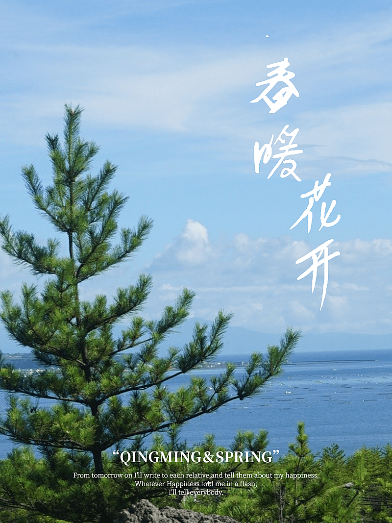 清明踏青节气祝福简约风plog模板