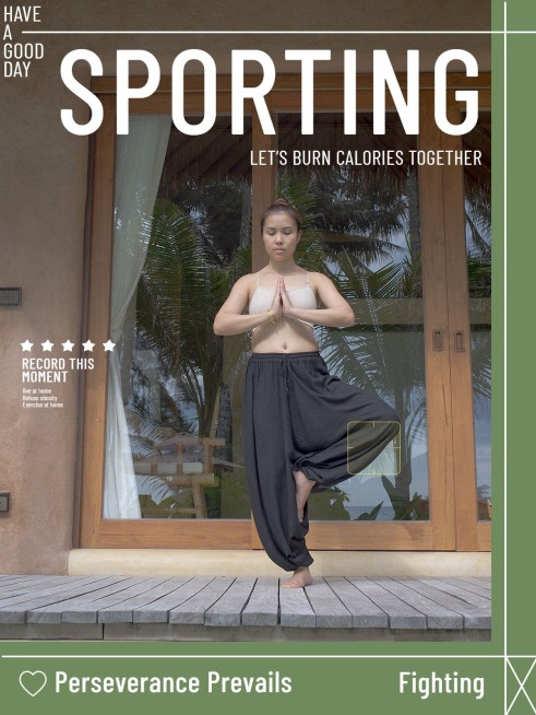 居家运动瑜伽训练生活分享简约风plog模板预览效果