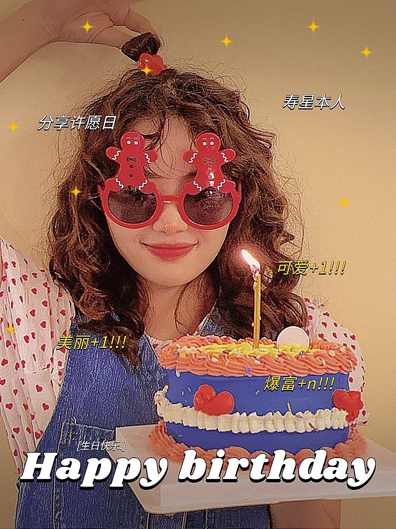 生日祝福晒照简约风plog模板