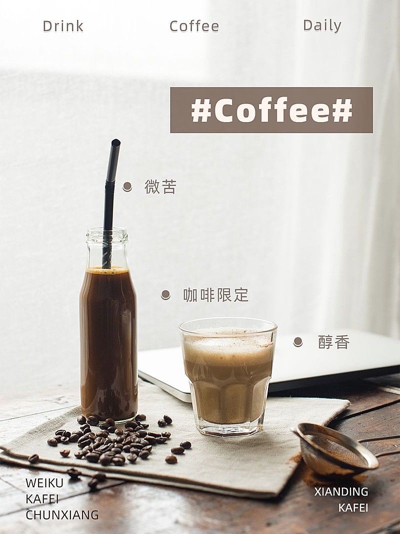 美食咖啡记录生活分享简约风plog模板