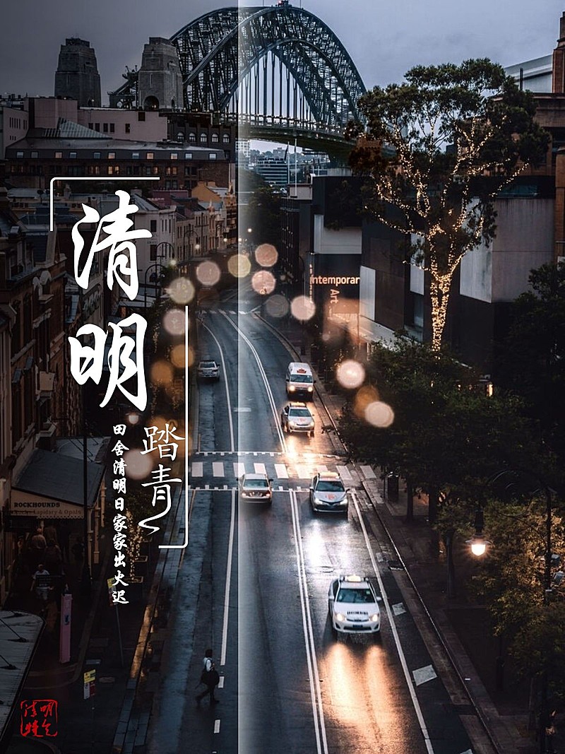 清明出游街景简约风plog模板