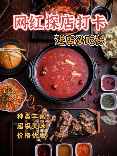 美食通用美食记录综艺风plog模板