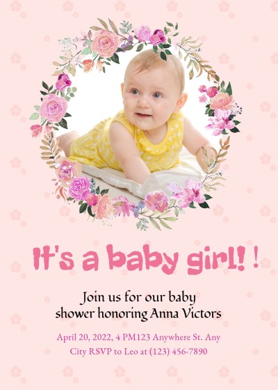 Hand Painted Flower Ring Frame Baby shower invitation