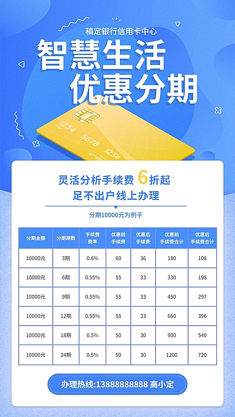金融保险智慧生活优惠分期信用卡活动海报