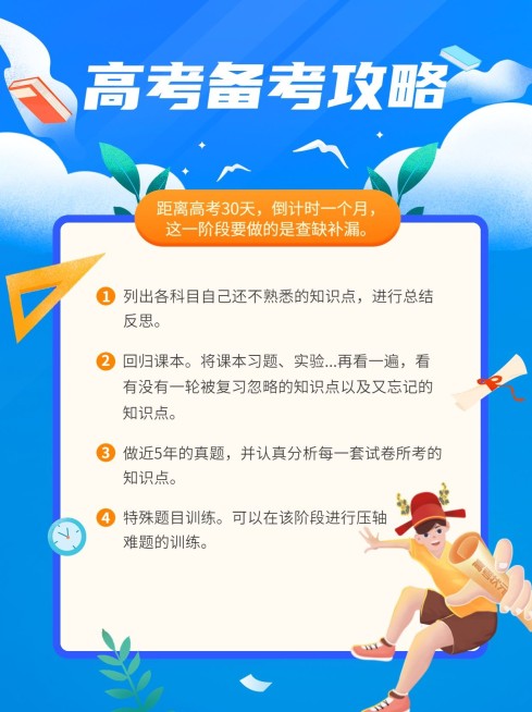 漫画风高考备考攻略小红书配图预览效果