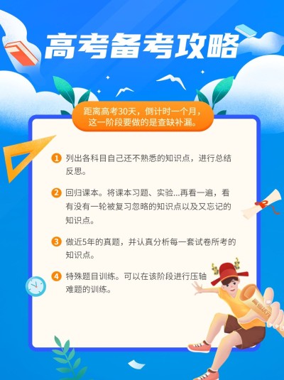 漫画风高考备考攻略小红书配图