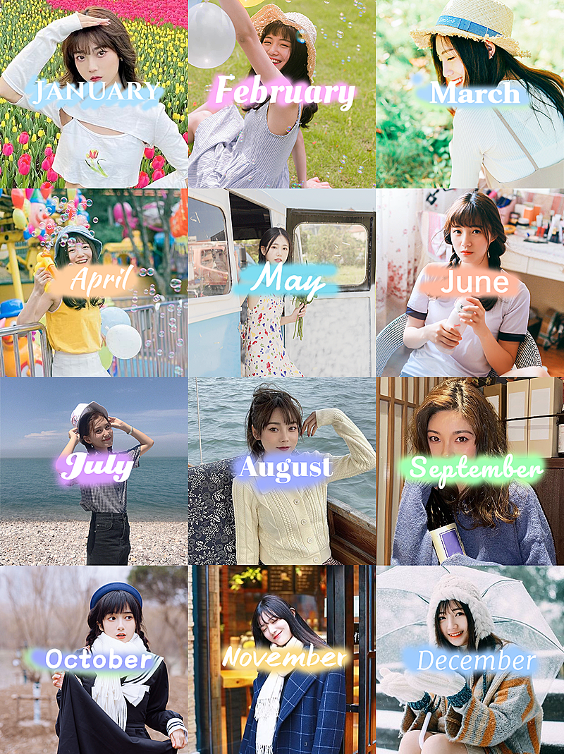 十二宫格跨年拼图年终总结趣味创意晒照小红书配图