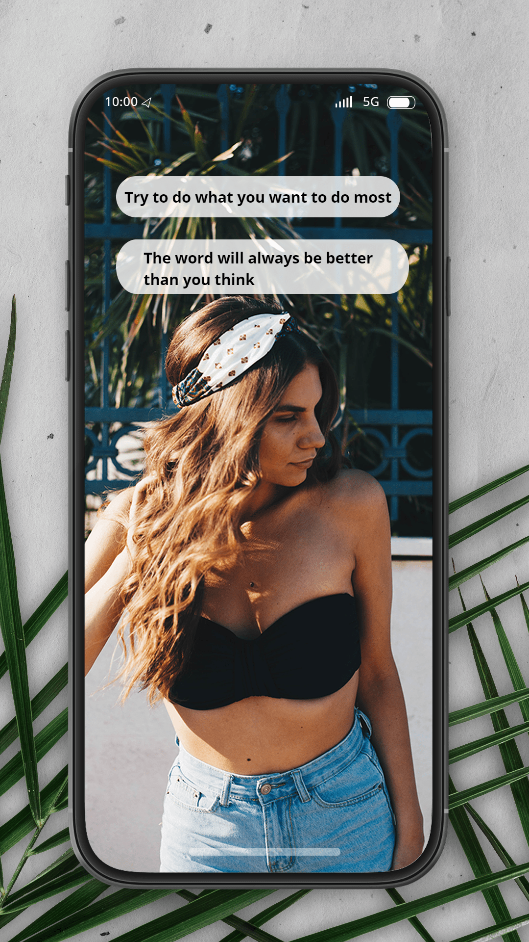 Literary Style Green Leaves Element iPhone interface simulation Woman Life Moment sharing Instagram story