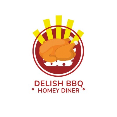 Red Circle Element Fried Chicken Fast Food Logo