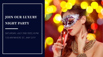 Simple Mask Woman Luxury Night Party Facebook Event Cover