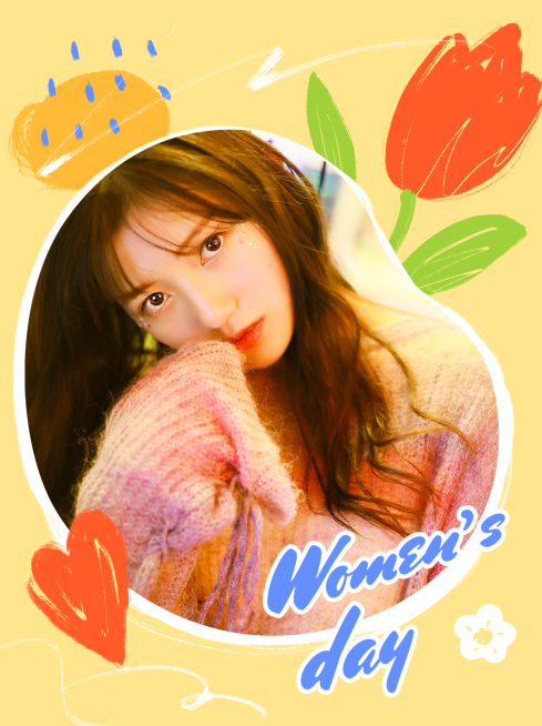 三八节油墨涂鸦创意晒照小红书模板预览效果