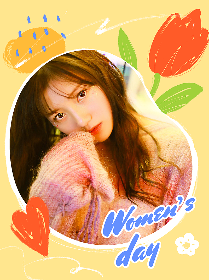 三八节油墨涂鸦创意晒照小红书模板