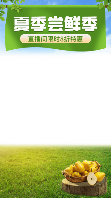 夏上新食品水果直播间上下贴片直播边框预览效果