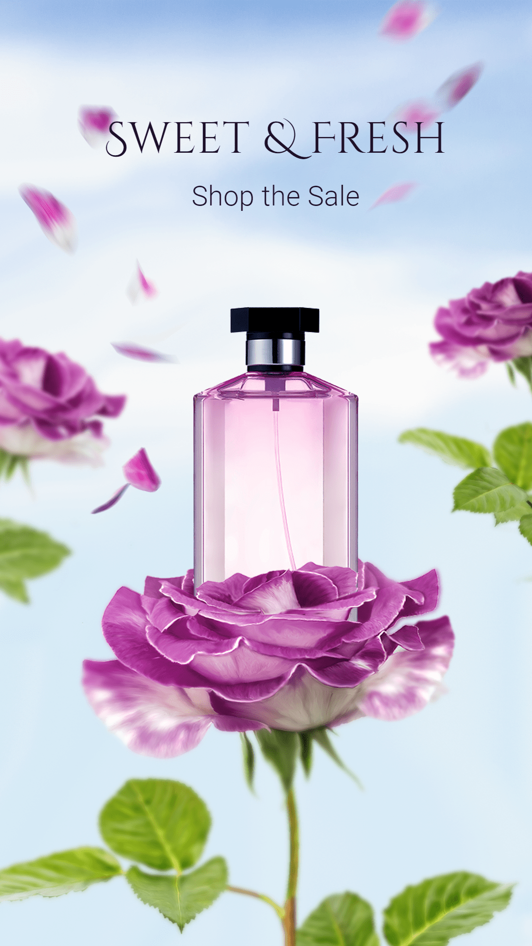 Purple Flower Background Women’s Perfume Fragrance Sale Promotion Ecommerce Story预览效果