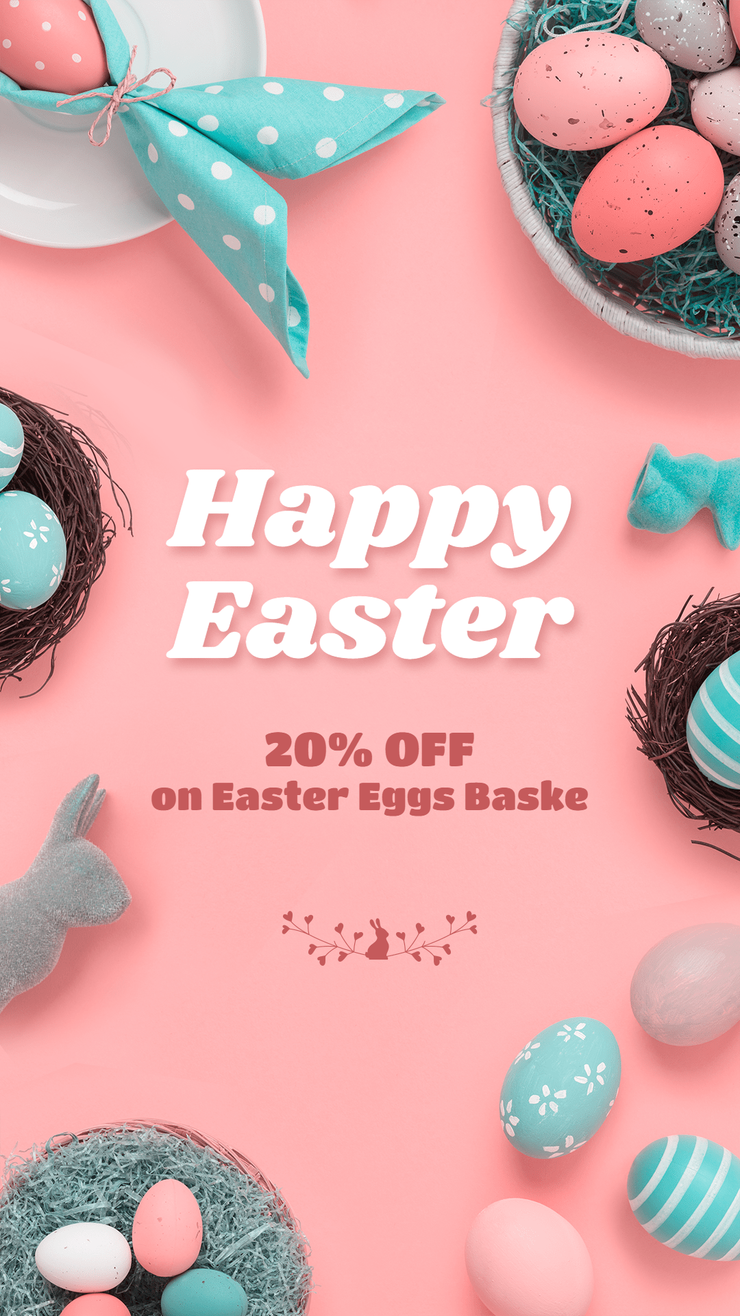 Pink Background Easter Egg Home Decorations Sale Promotion Ecommerce Story