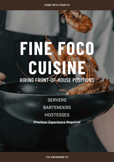Cuisine Restaurant Hiring Front-of-House Positions Poster